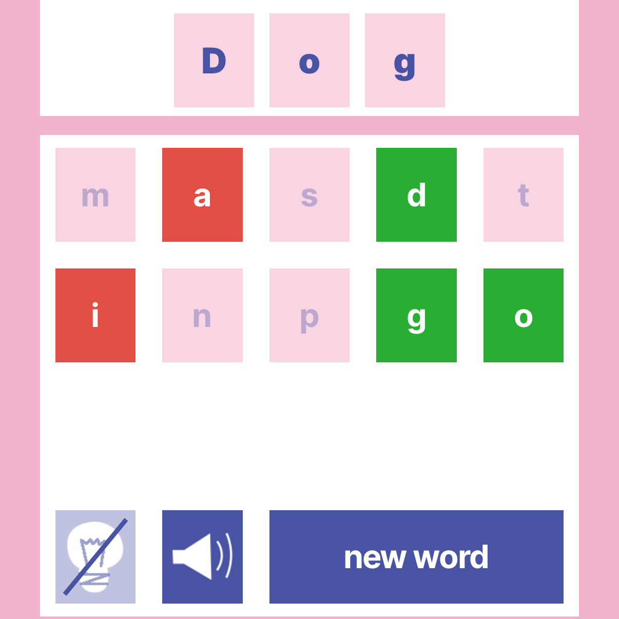 Progression tracking in Wordman at an early stage